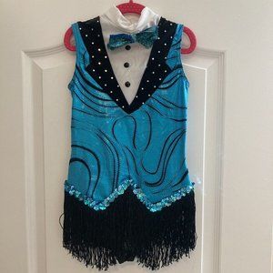 A Wish Come True Med Child blue and black tap style, tassle short bottom